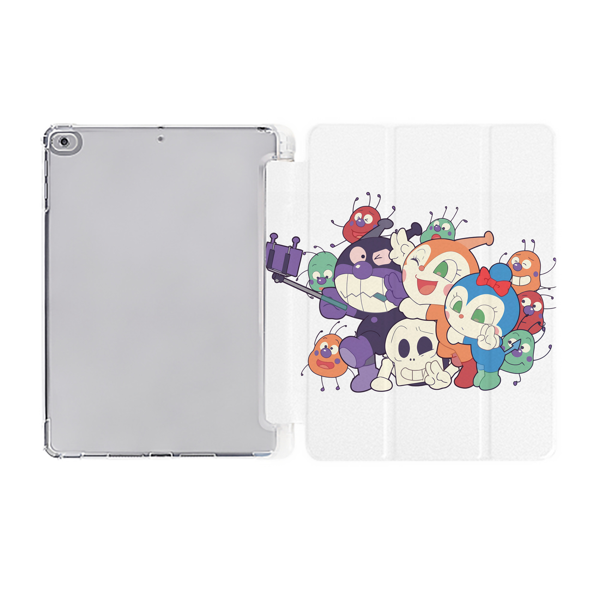 （画像用） アンパンマン Anpanman IPad ケース ペン収納付き 三つ折りスタンド PUレザー×シリコン 対応機種9.5/10.5/10.9インチ